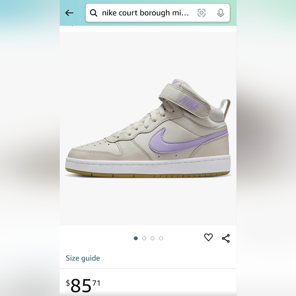 nike court borough mid 2 (gs) lt orewood brn/lilac bloom